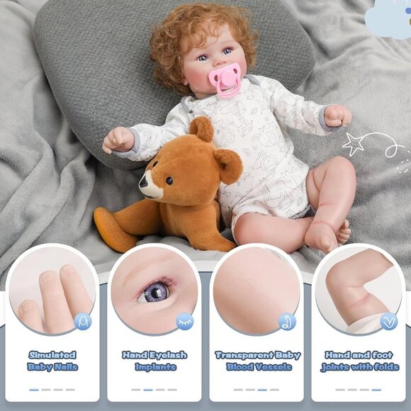 20Inch Cute Soft Viny Real Life Reborn Baby Boy Doll with Toy for 3+ Year Kids - Picture 5 of 9